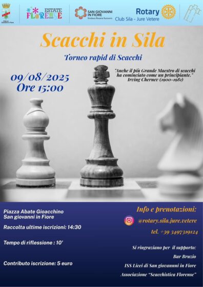 “Scacchi in Sila”: l’evento del nuovo Rotary Club Sila – Jure Vetere per investire nell’educazione e nel futuro dei giovani