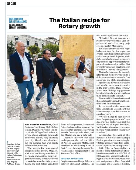 Rivista Rotary novembre 2026 – dicono di noi